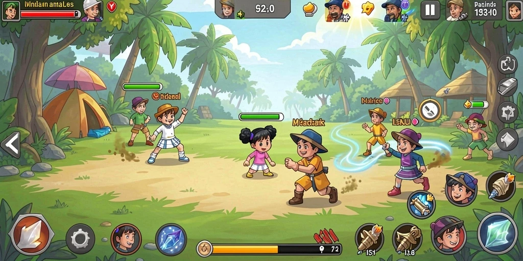 Menampilkan pertarungan epik melawan monster.