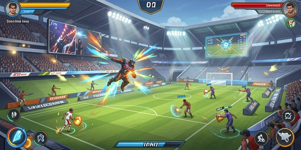 Screenshot menunjukkan karakter utama dalam pertempuran seru.